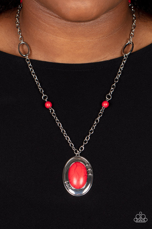 Mojave Meditation - Red Stone Santa Fe Style Necklace Paparazzi N0844