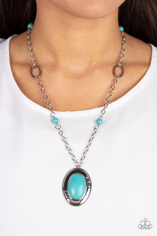 Mojave Meditation - Blue Turquoise Stone Santa Fe Style Necklace Paparazzi N0980