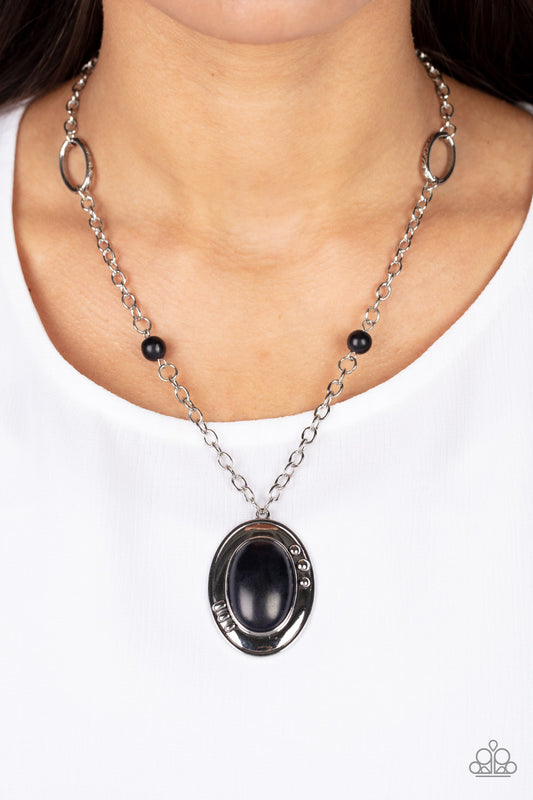 Mojave Meditation - Black Stone Santa Fe Style Necklace Paparazzi N1223