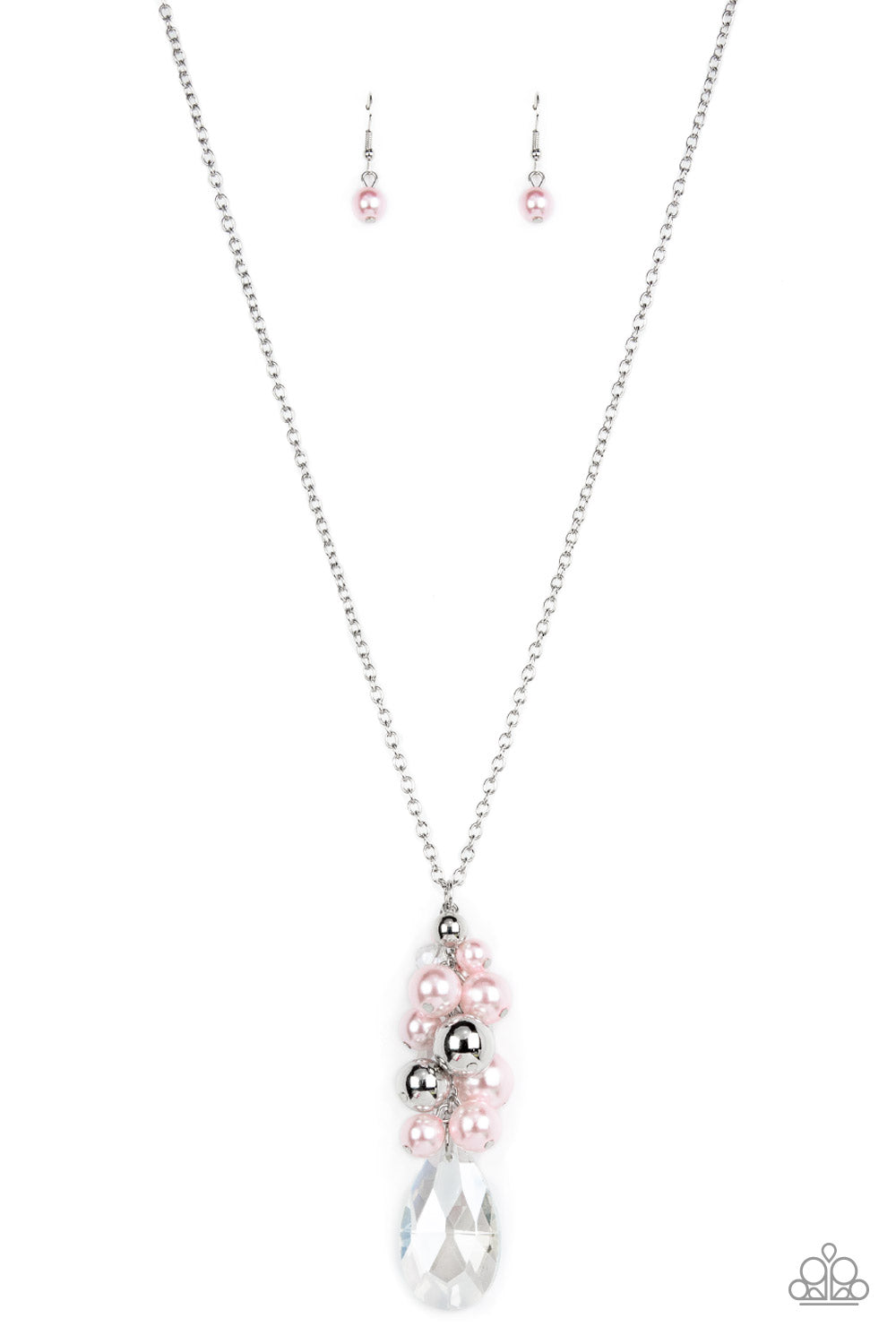 Drip Drop Dazzle - Pink Iridescent Necklace Paparazzi N0746