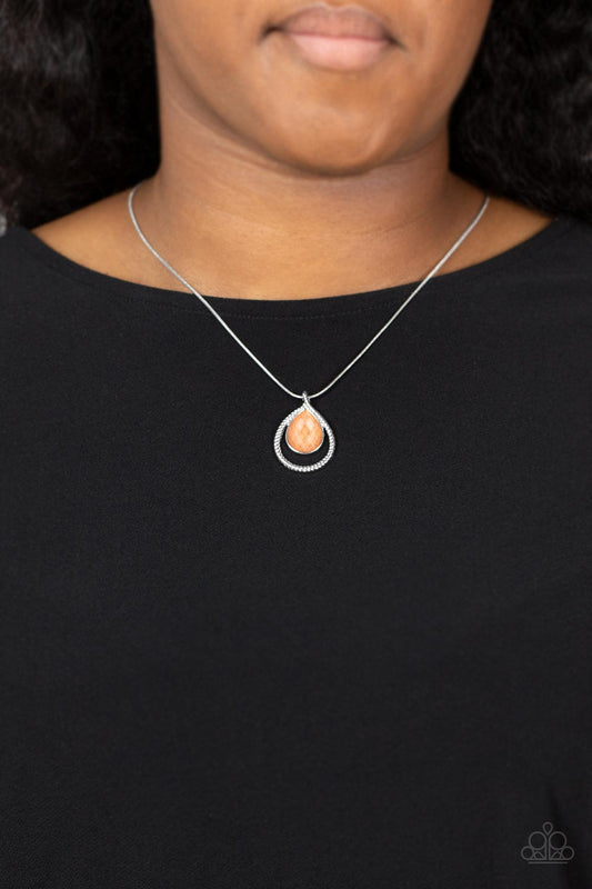 Gorgeously Glimmering - Orange Teardrop Necklace Paparazzi N0763