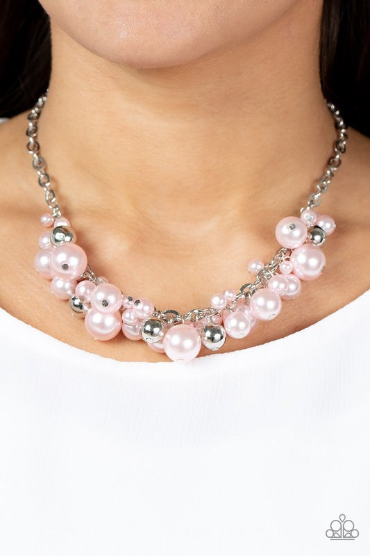 Classical Culture - Pink Pearl Silver Bead Necklace Paparazzi N0895