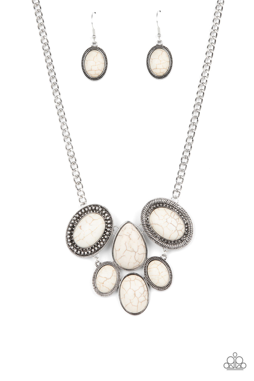 All-Natural Nostalgia - White & Silver Santa Fe Style Necklace Paparazzi N1224