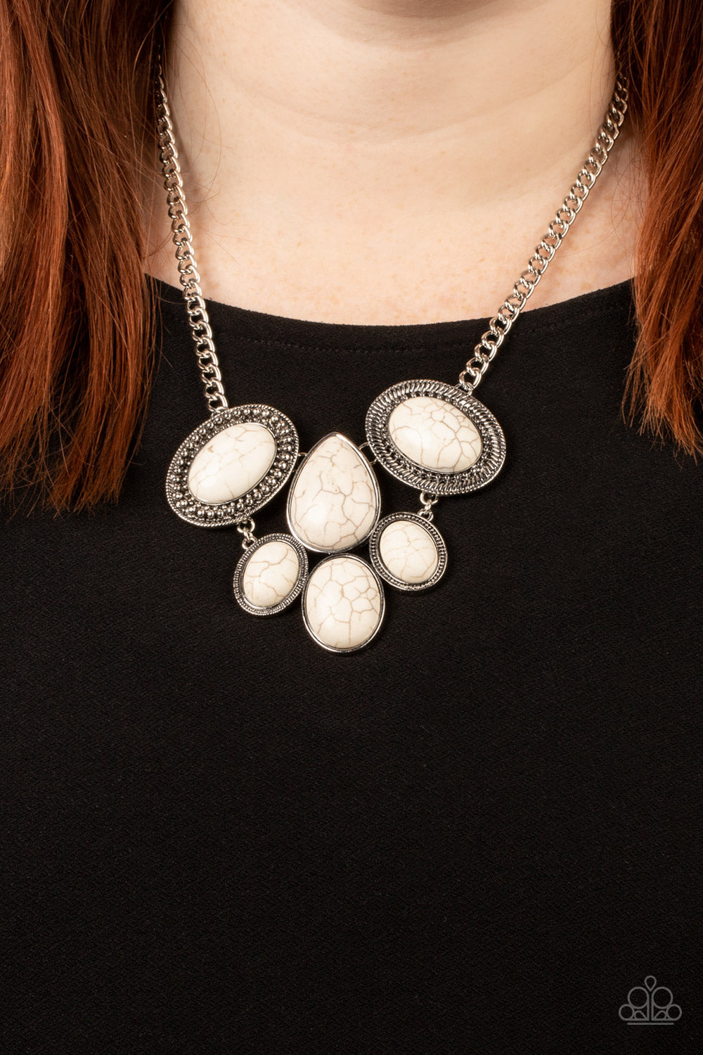 All-Natural Nostalgia - White & Silver Santa Fe Style Necklace Paparazzi N1224