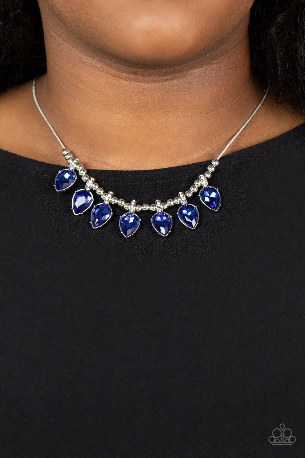 Crown Jewel Couture - Blue Rhinestone Necklace Paparazzi N0698