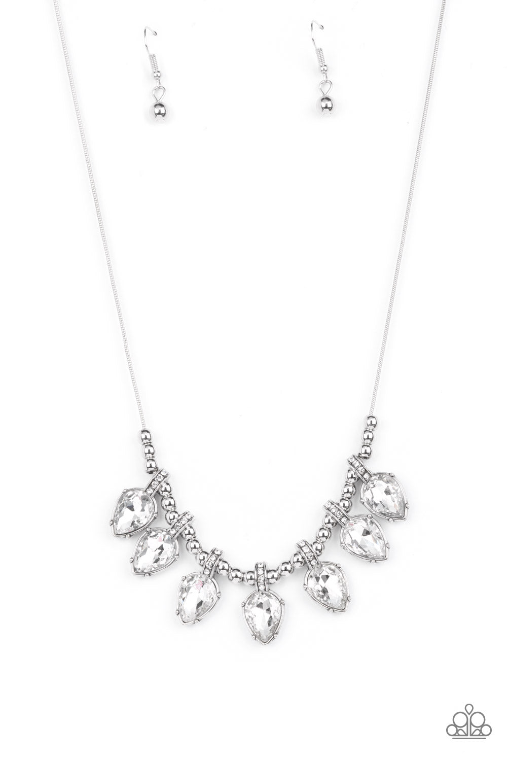 Crown Jewel Couture - White Rhinestone Necklace Paparazzi N0759