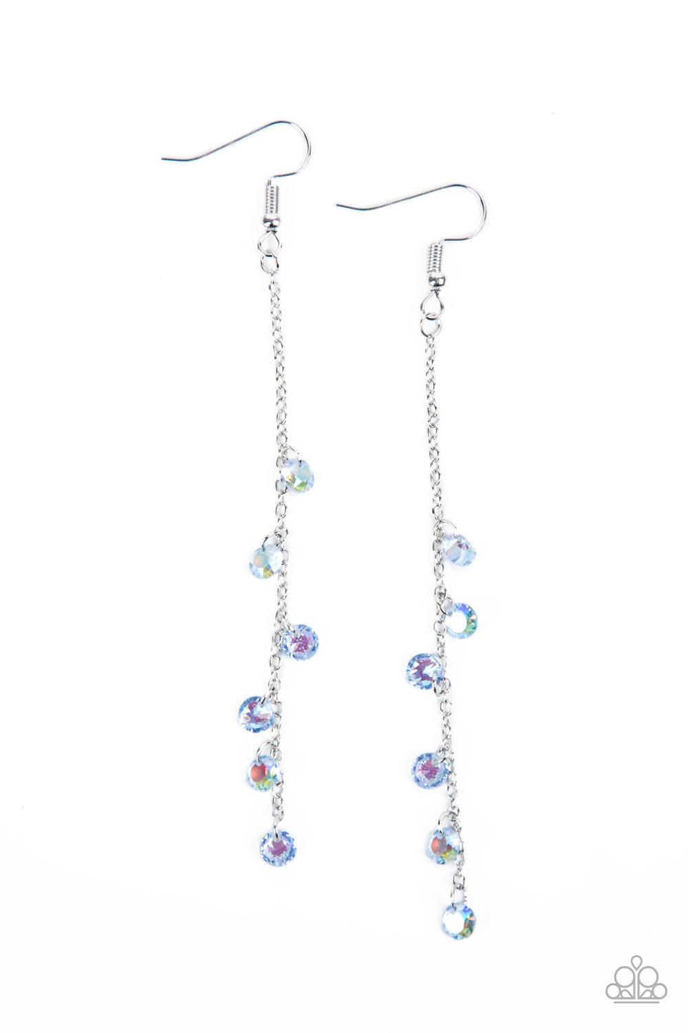 Extended Eloquence - Blue Iridescence Rhinestone Earring Paparazzi E0733