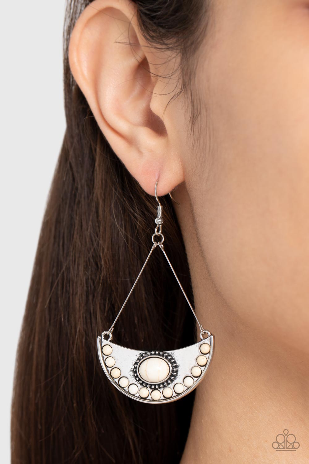 Canyon Canoe Ride - White Stone Santa Fe Style Earring Paparazzi E1520