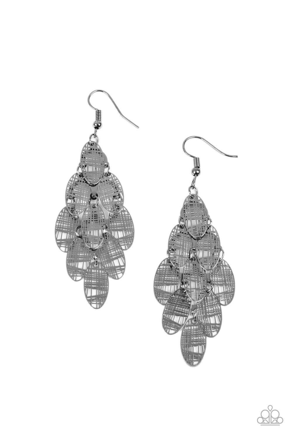 Cross It Off My List - Black Gunmetal Metallic Netted Earring Paparazzi E1344