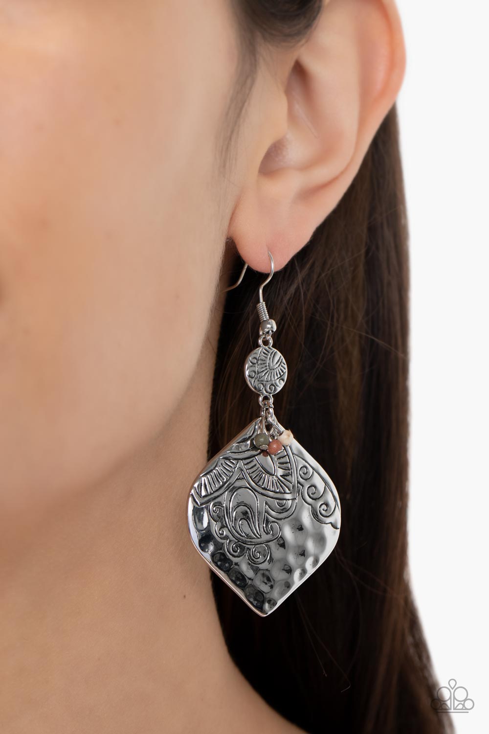 Tropical Terrace - Multi Silver Teardrop Earring Paparazzi E0598