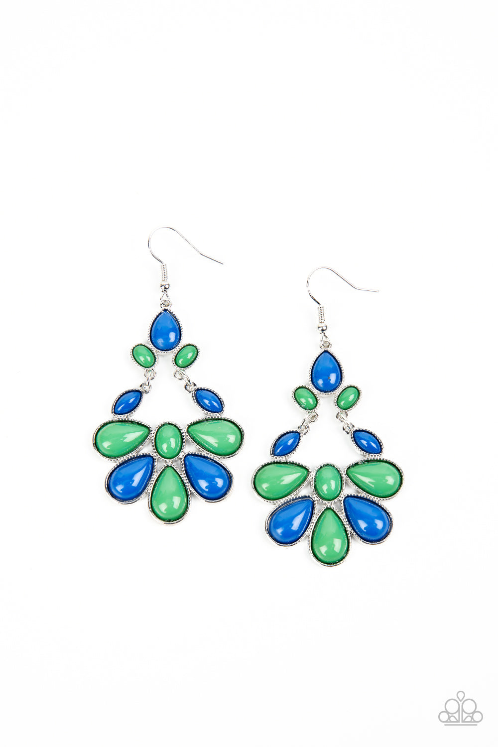 Colorfully Canopy - Multi Blue Green Teardrop Bead Earring Paparazzi E0732