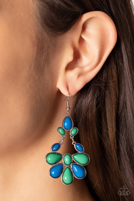 Colorfully Canopy - Multi Blue Green Teardrop Bead Earring Paparazzi E0732