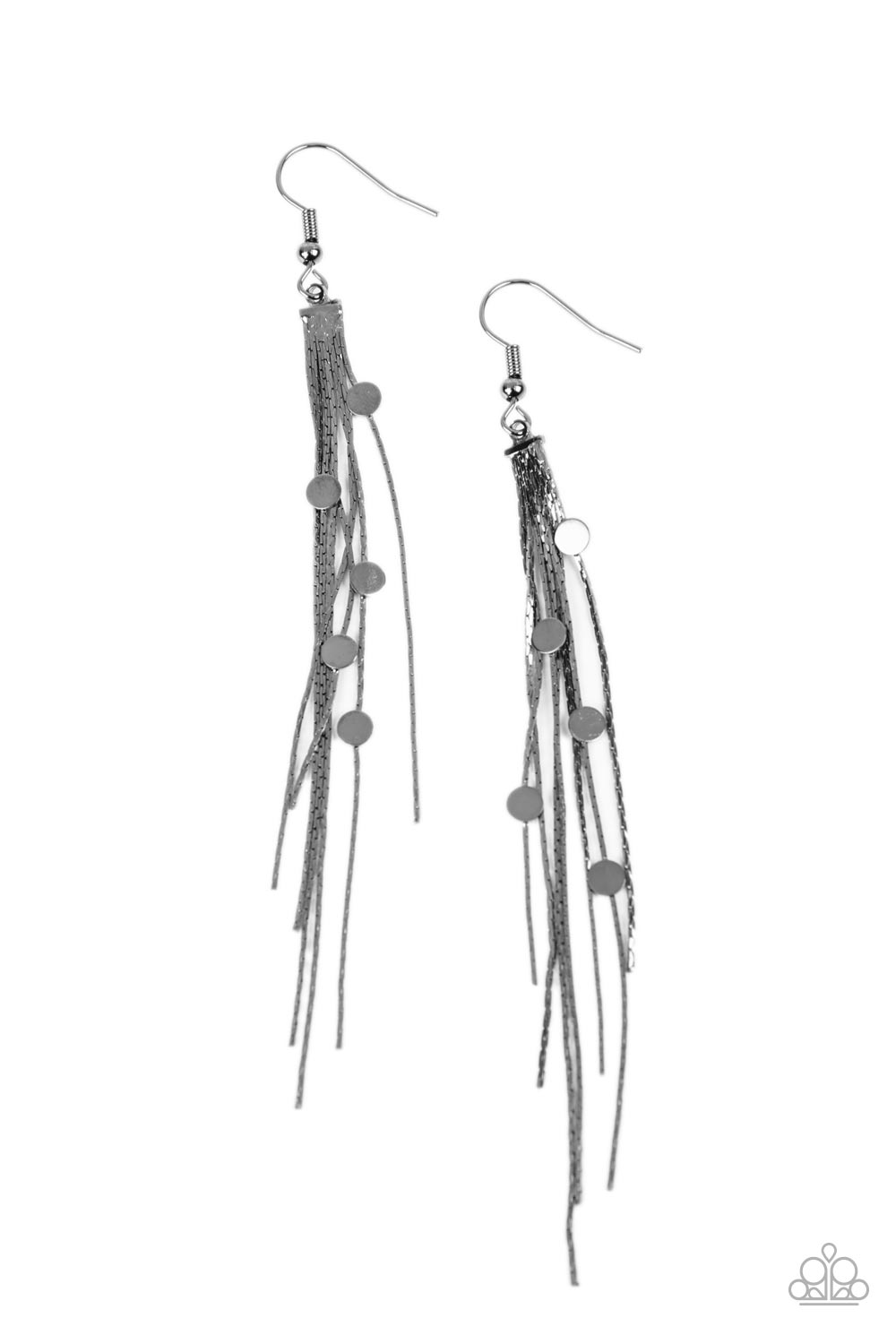 Cosmic Cascade - Black Gunmetal Chain Earring Paparazzi E0592