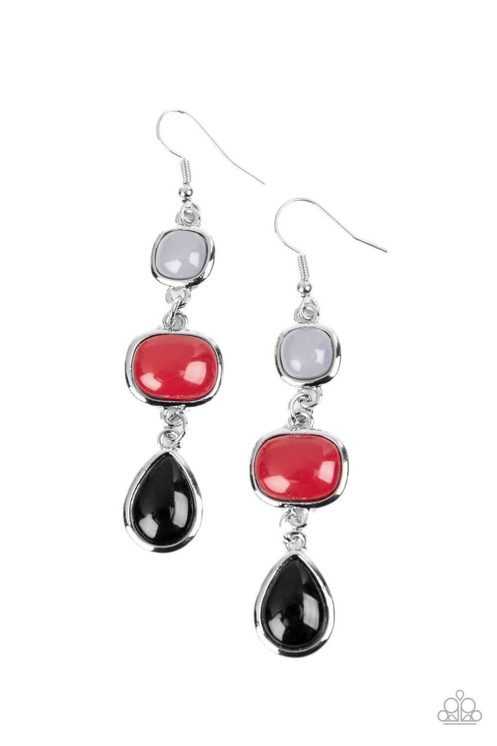 Fashion Frolic - Multi Fire Whirl, Gray & Black Bead Earring Paparazzi E1179