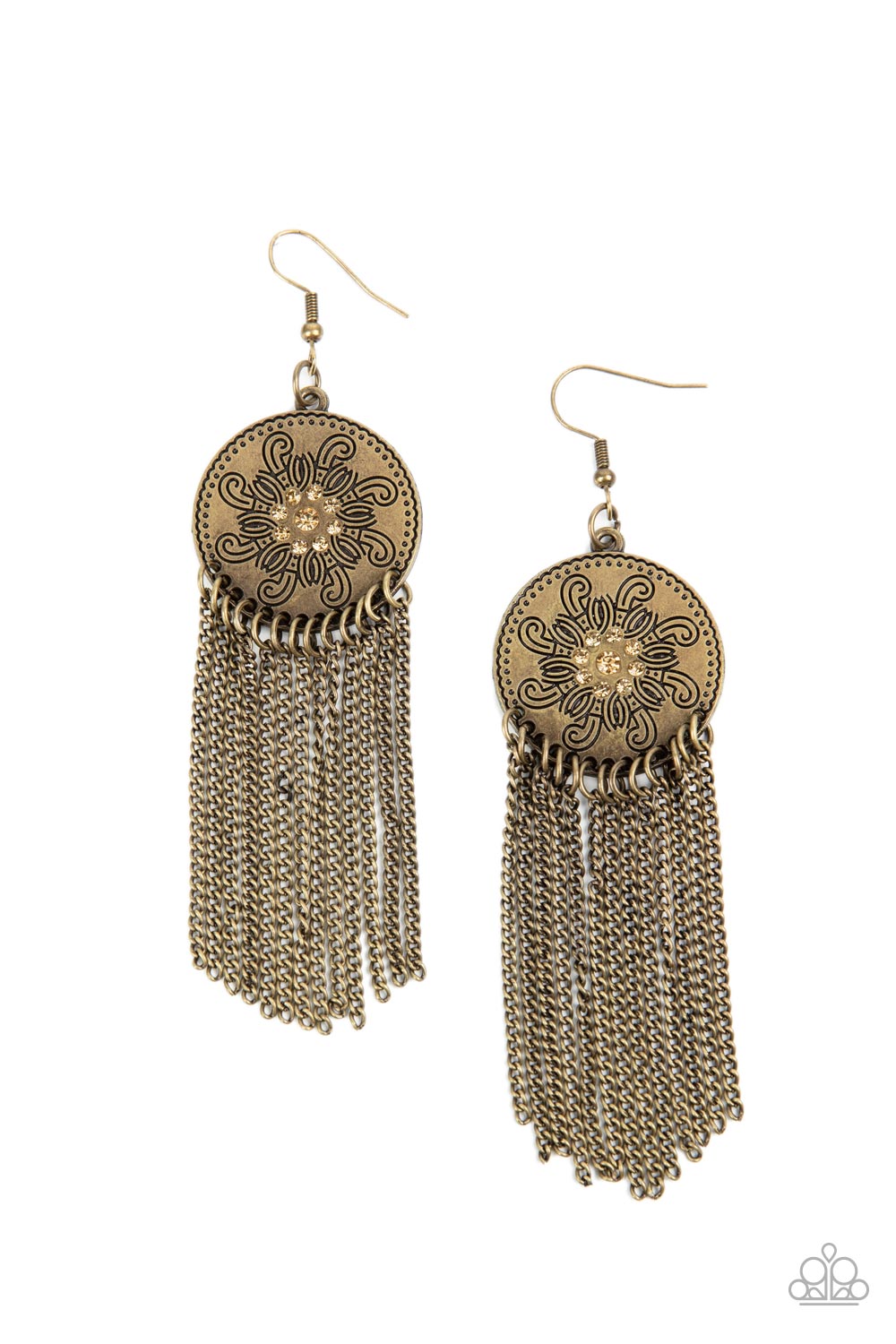 Fringe Control - Brass Earring Paparazzi E0458