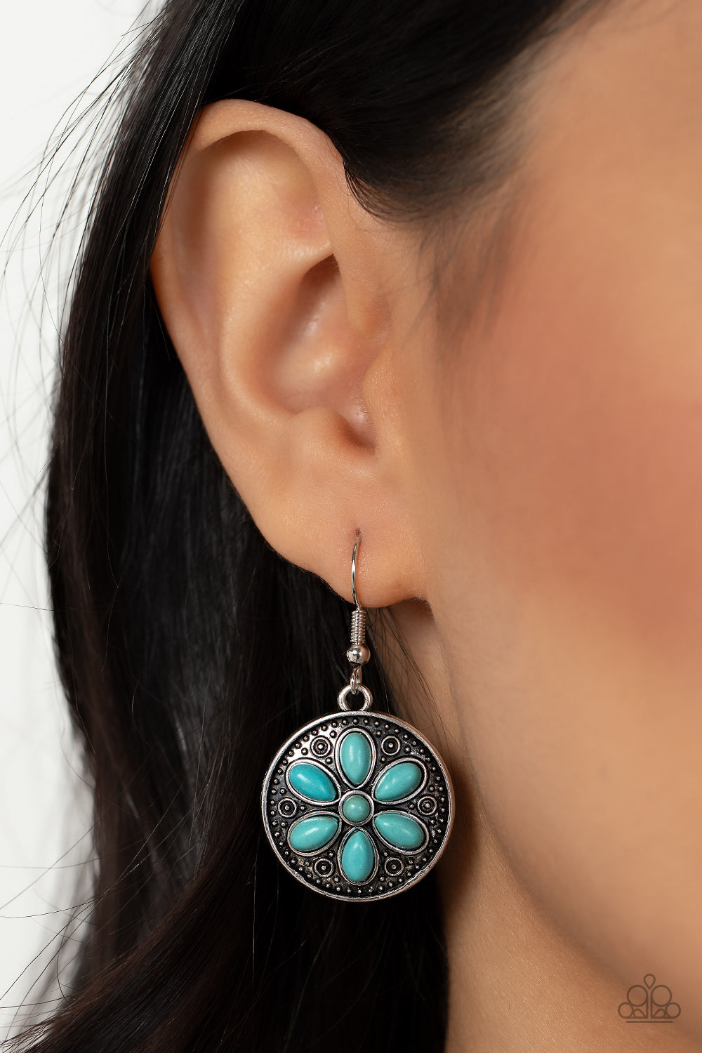 Saguaro Spring - Blue Turquoise Stone Santa Fe Style Earring Paparazzi E1227