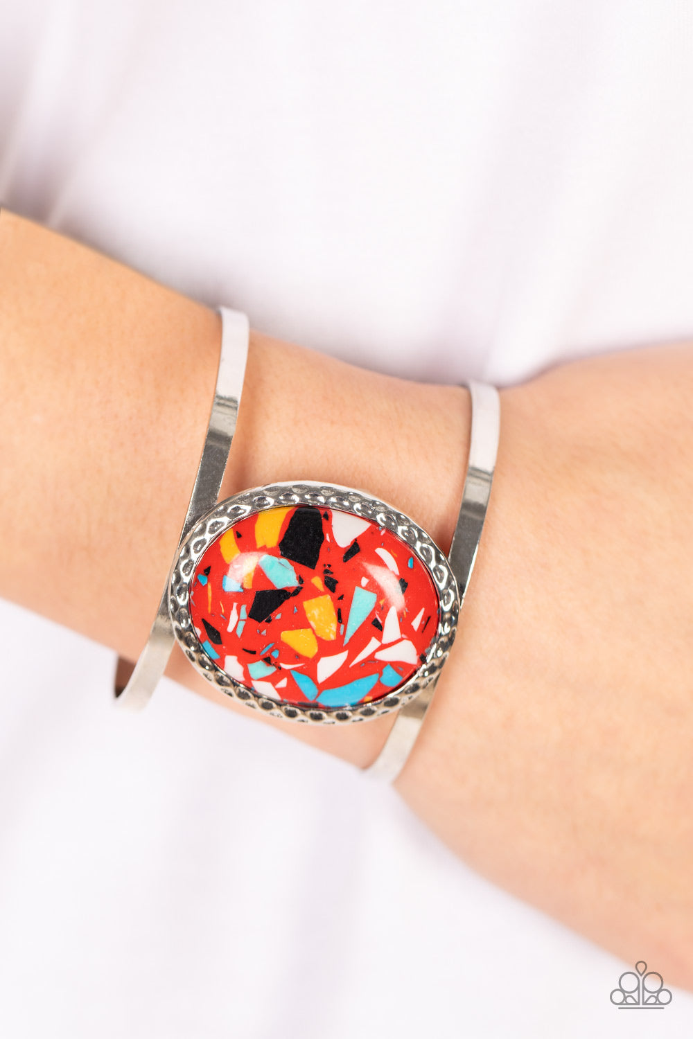 Tantalizingly Terrazzo - Red Stone Cuff Bracelet Paparazzi B0153