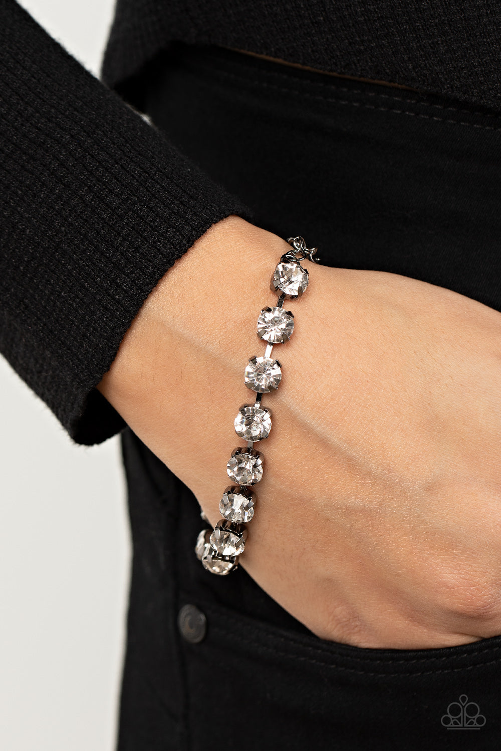 A-Lister Afterglow - Black Rhinestone Bracelet Paparazzi B0229