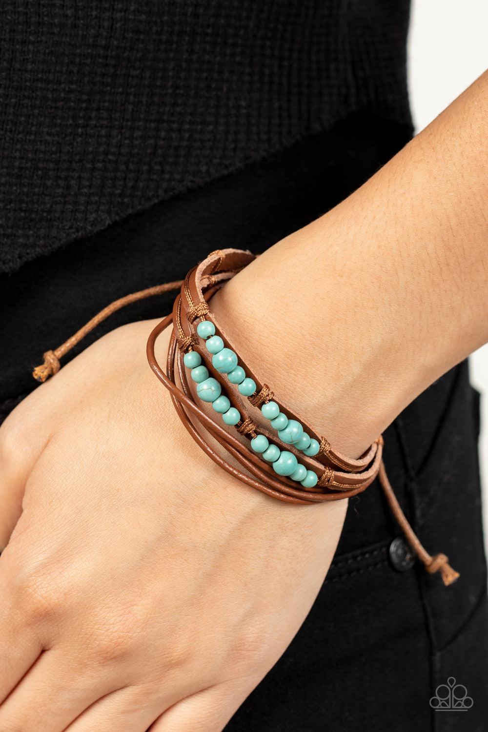 Quaintly Quarry - Blue Santa Fe Style Urban Sliding Knot Closure Bracelet Paparazzi B0313