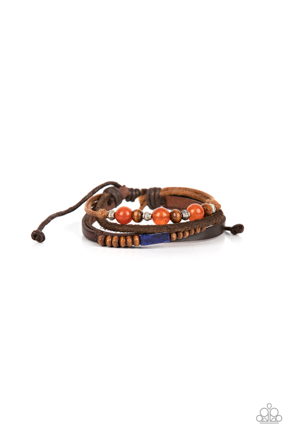 Public In-QUARRY - Multi Orange, Blue Stone, Cording & Leather Urban Bracelet Paparazzi B0960