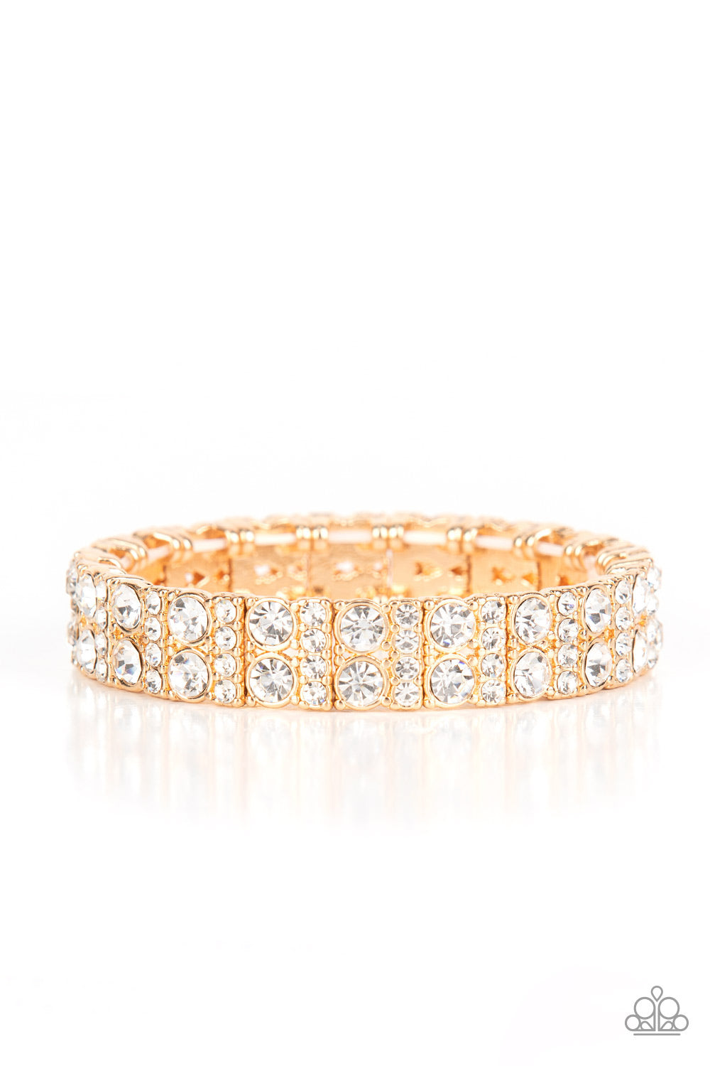 Mic Dropping Drama - Gold Stretch Bracelet Paparazzi B0554