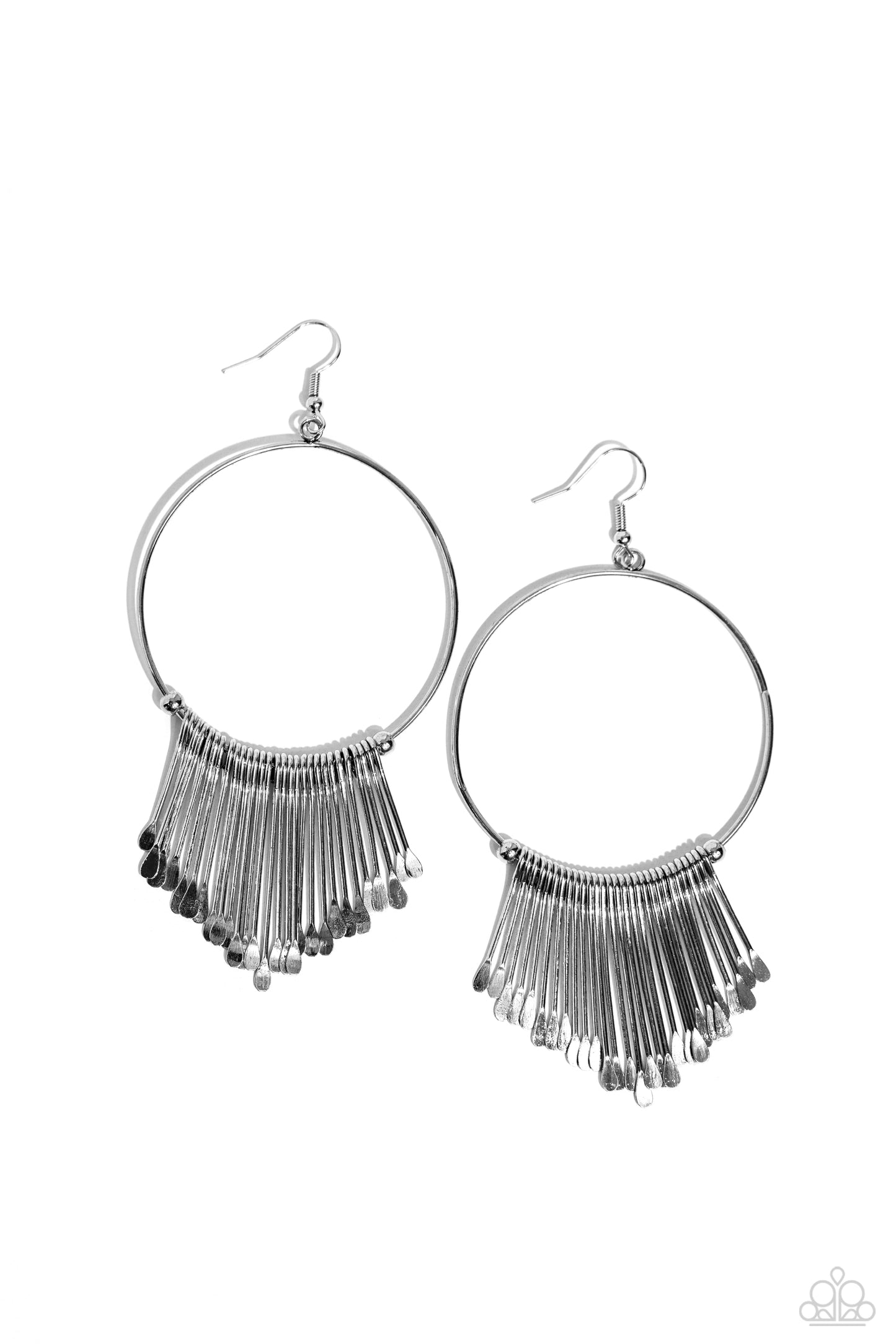 The Little Dipper - Silver Ladle Like Rod Fringe Earring Paparazzi E1533