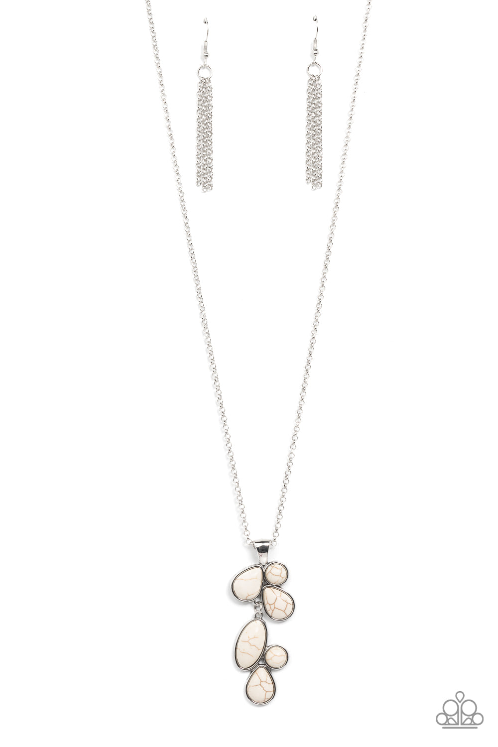 Wild Bunch Flair - White Cracked Stone Necklace Paparazzi N0742