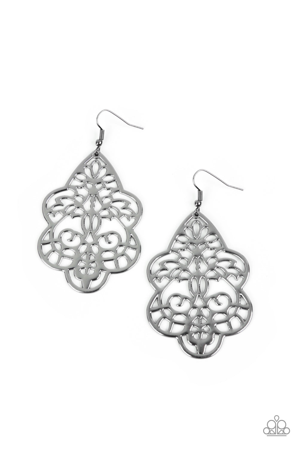 Festive Foliage - Black Gunmetal Filigree Earring Paparazzi E1319