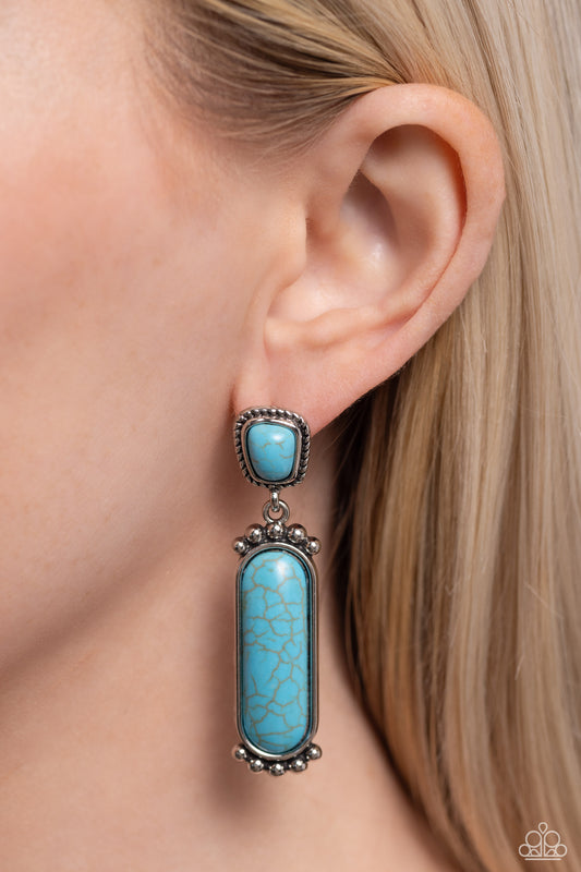 Southern Charm - Blue Turquoise Stone Santa Fe Style Earring Paparazzi E1729