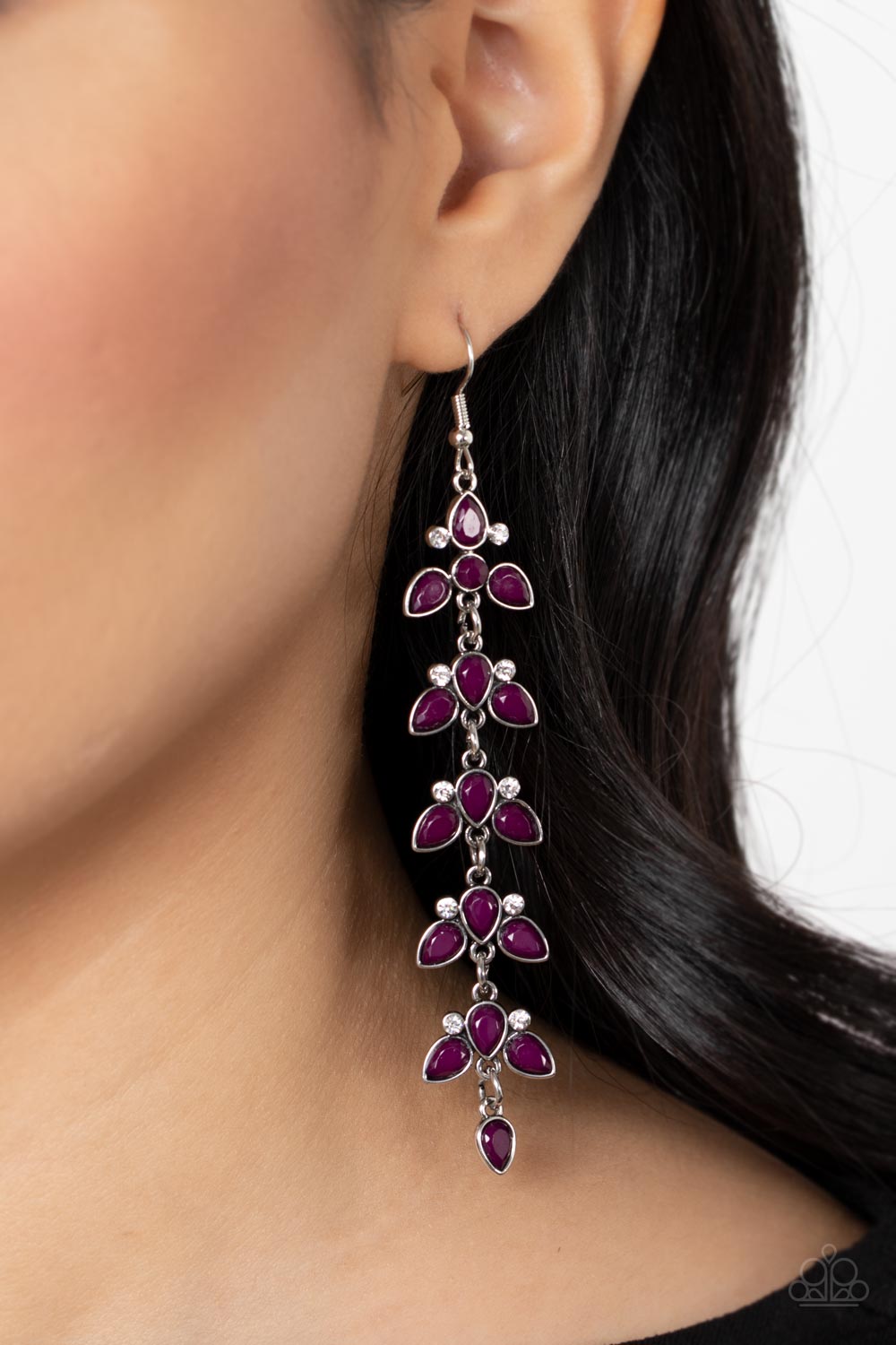 Fanciful Foliage - Purple Earring Paparazzi E0441