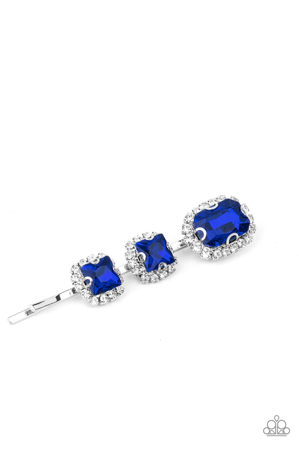 Teasable Twinkle - Blue & White Rhinestone Hair Pin Paparazzi H0097