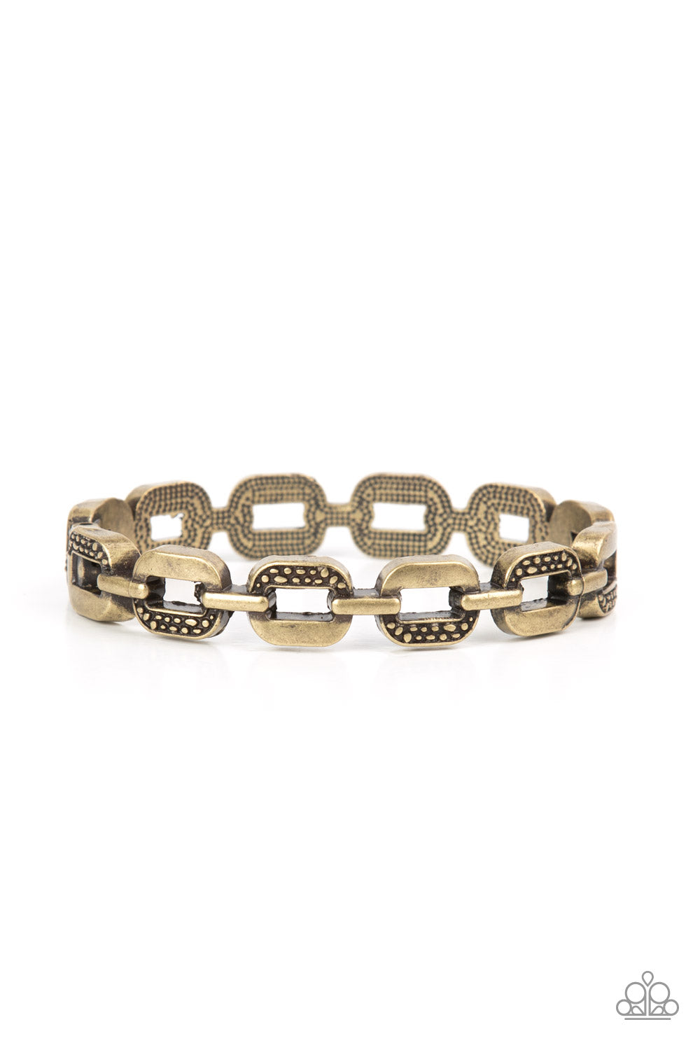 Powerhouse Plunder - Brass Link Hinged Bracelet Paparazzi B0549