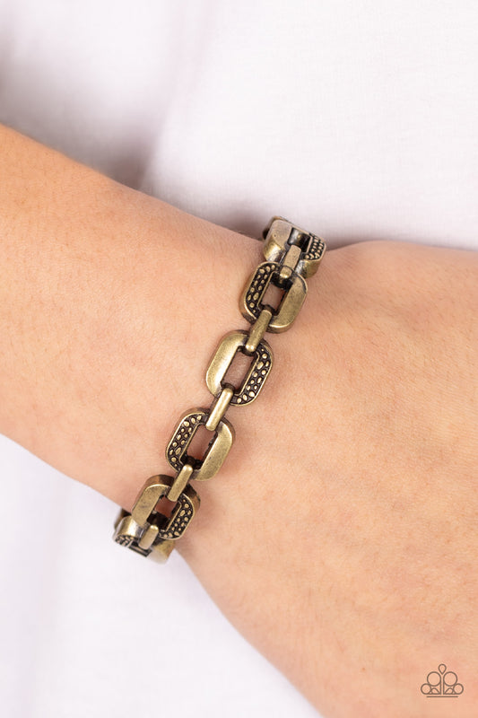 Powerhouse Plunder - Brass Link Hinged Bracelet Paparazzi B0549