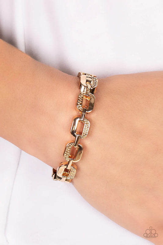 Powerhouse Plunder Gold Link Hinge Bracelet Paparazzi B0576