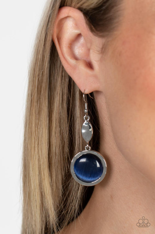 Magically Magnificent - Blue Cat's Eye Stone Earring Paparazzi E0953