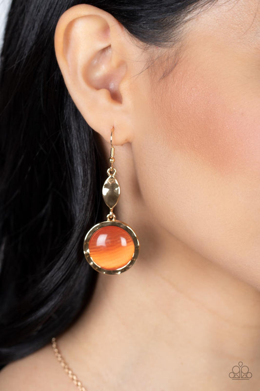 Magically Magnificent - Orange Cat's Eye Stone Earring Paparazzi E1105