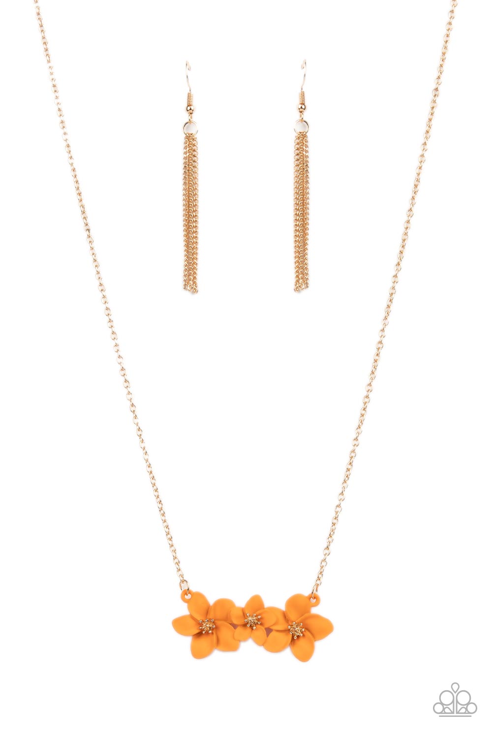 Petunia Picnic - Orange Flower Necklace Paparazi N0669