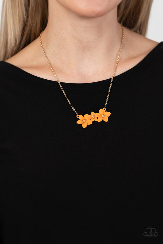 Petunia Picnic - Orange Flower Necklace Paparazi N0669