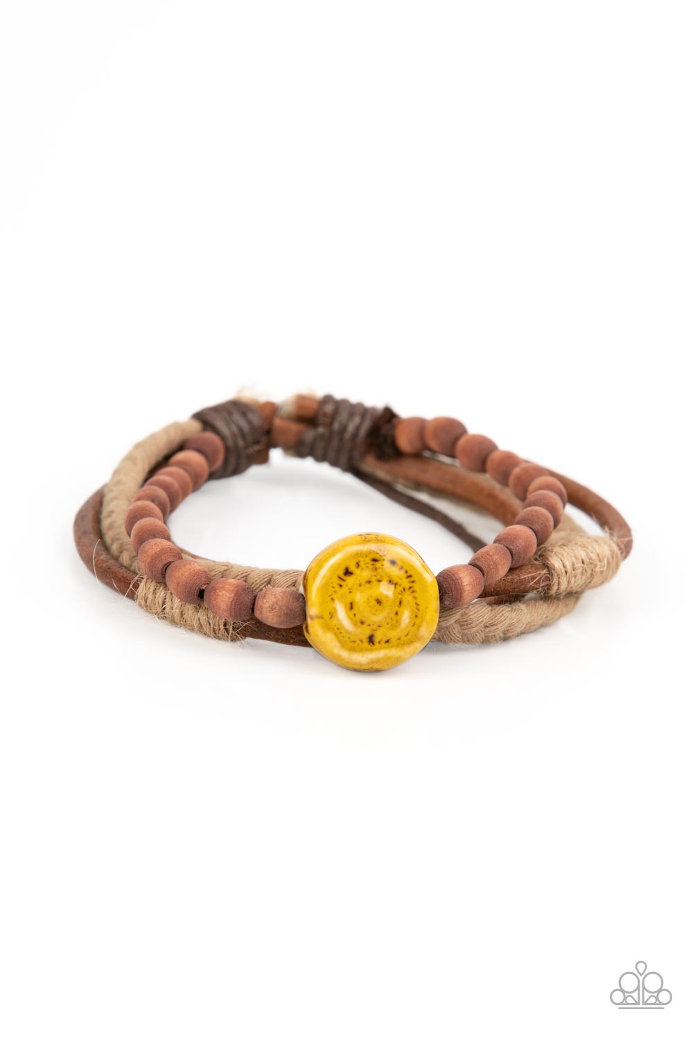 Existential Earth Child - Yellow Rosebud Floral Sliding Knot Closure Urban Bracelet B0340