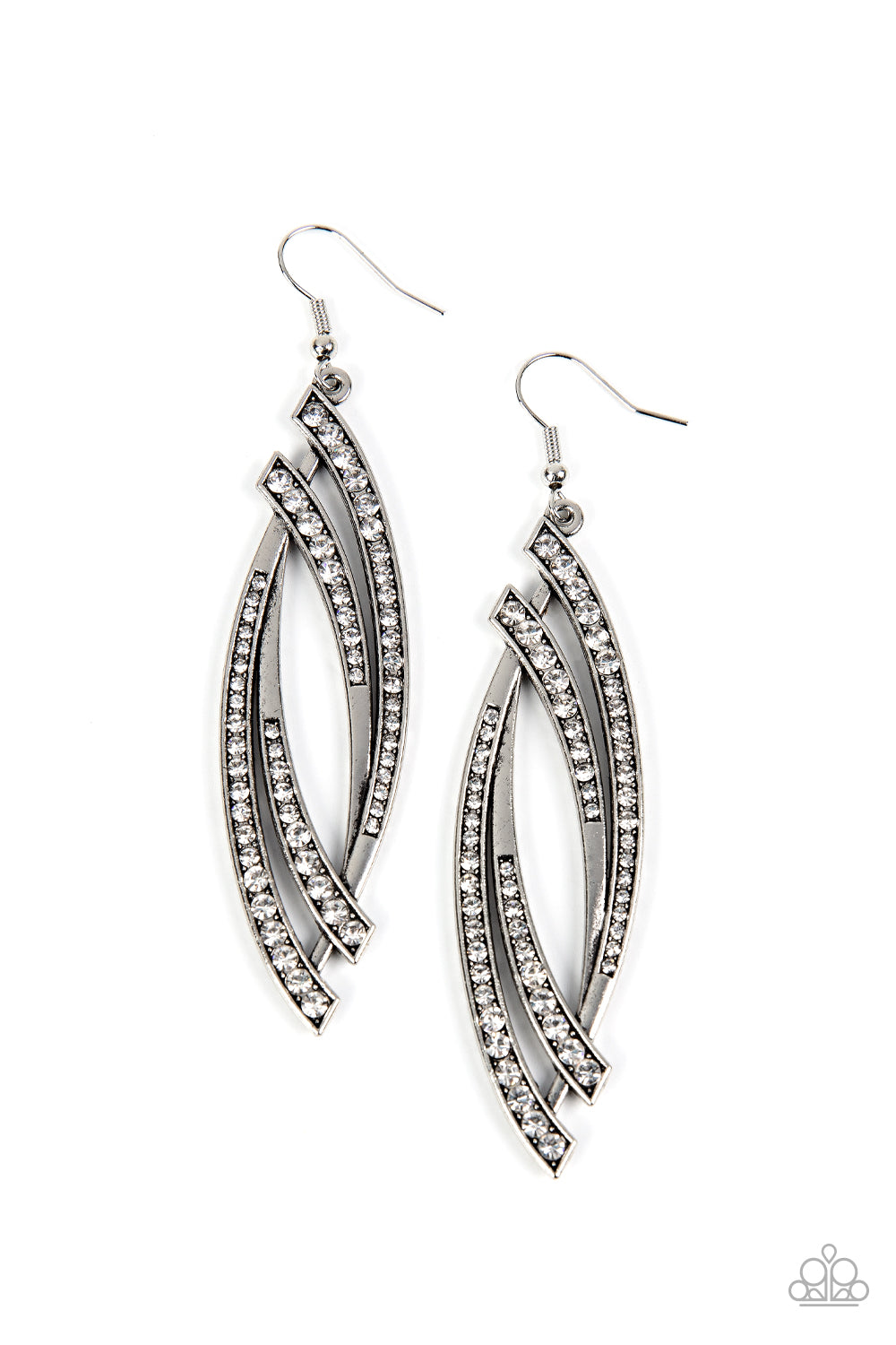 Twinkle for Two - White Rhinestone Silver Earring Paparazzi E1589