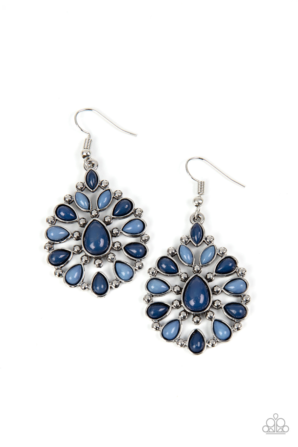 Lively Luncheon - Blue Navy And Spring Lake Teardrop Bead Earring Paparazzi E1124