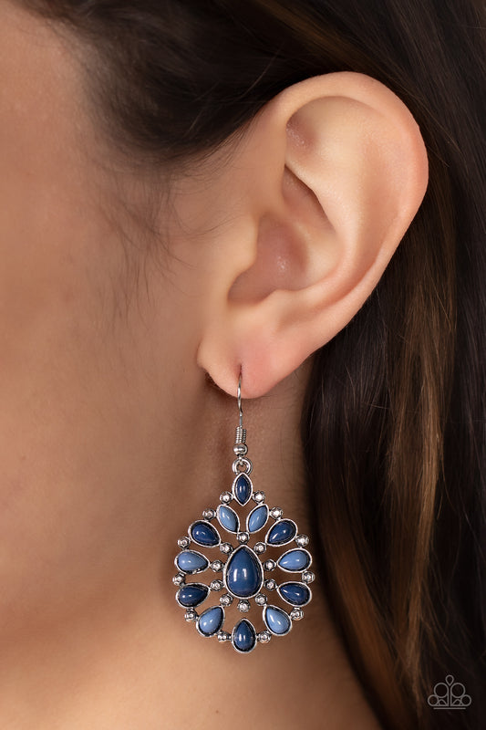 Lively Luncheon - Blue Navy And Spring Lake Teardrop Bead Earring Paparazzi E1124