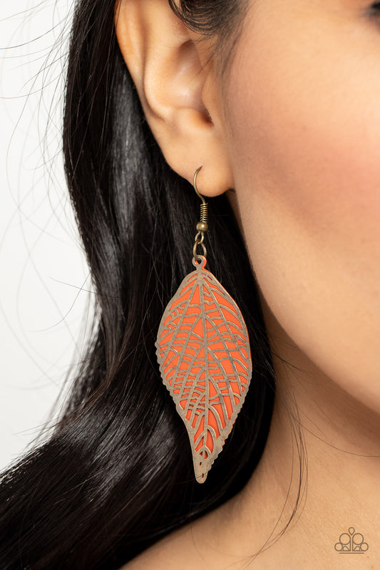 Leafy Luxury - Orange Earring Paparazzi E0459