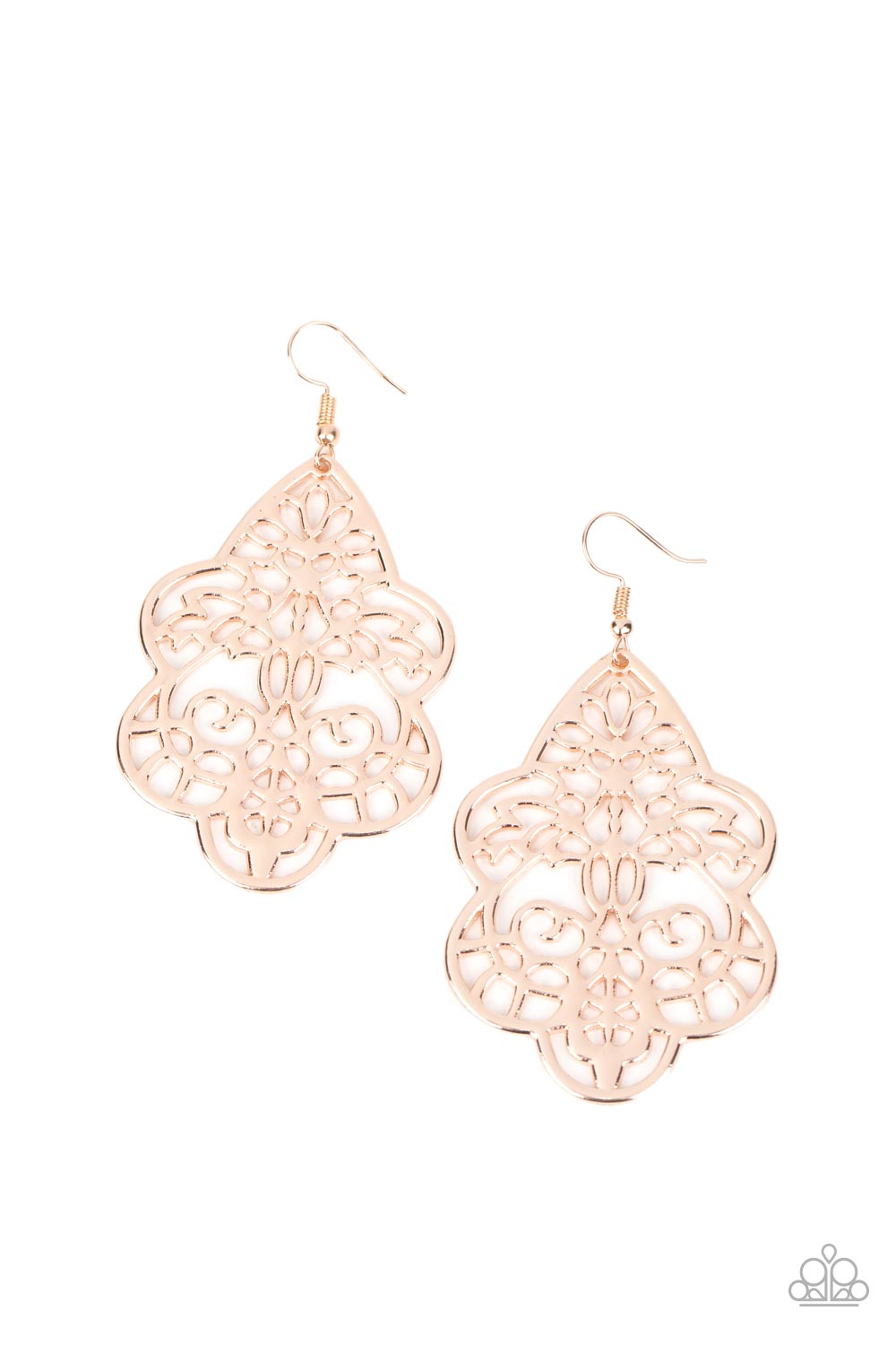 Festive Foliage - Rose Gold Filigree Bohemian Earring Paparazzi E1393