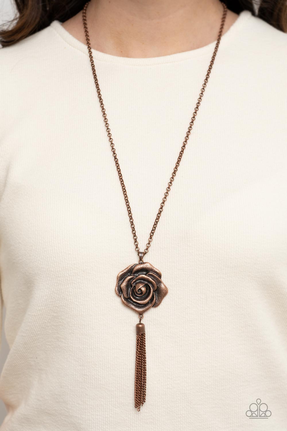 Rosy Redux - Copper Rose Flower Necklace Paparazzi N0872