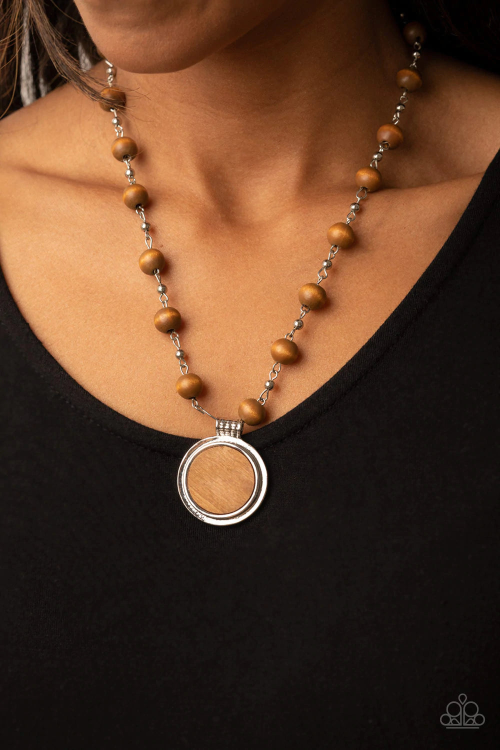 Soulful Sunrise Gold Brown Wooden Bead Necklace N0898