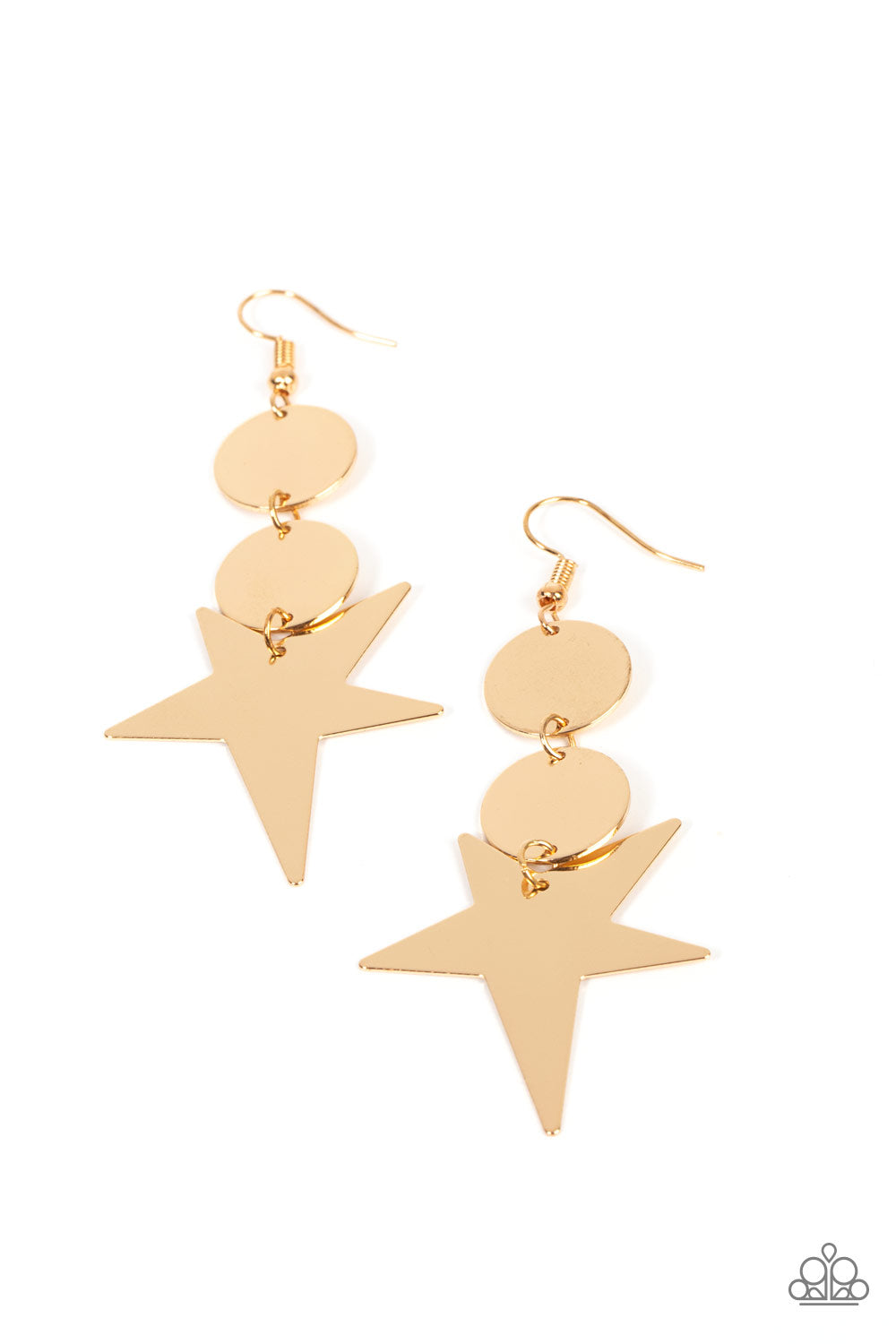 Star Bizarre - Gold Star & Disc Earring Paparazzi E0887