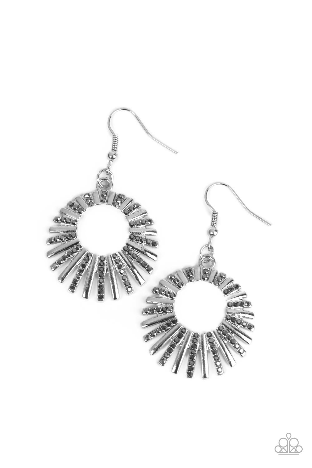 Rebel Resplendence - Silver Hematite Earring Paparazzi E0559