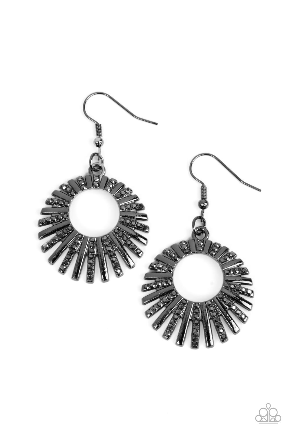 Rebel Resplendence - Black Smoky Hematite Gunmetal Earring Paparazzi E0804