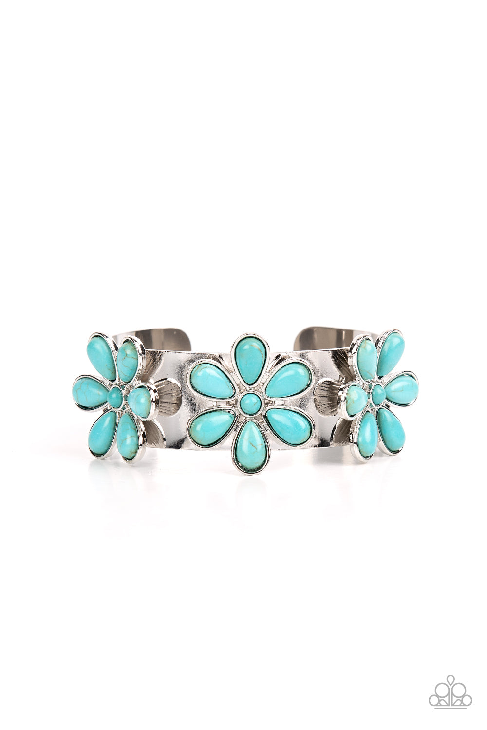 Desert Flower Patch - Blue Cuff Bracelet Paparazzi B0297